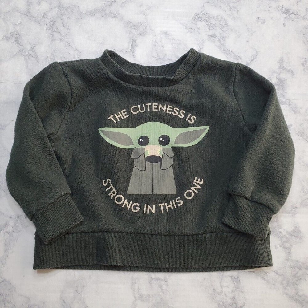 Star Wars Sweatshirt 18 Months Green Baby Yoda Grogu Mandalorian Long Sleeve